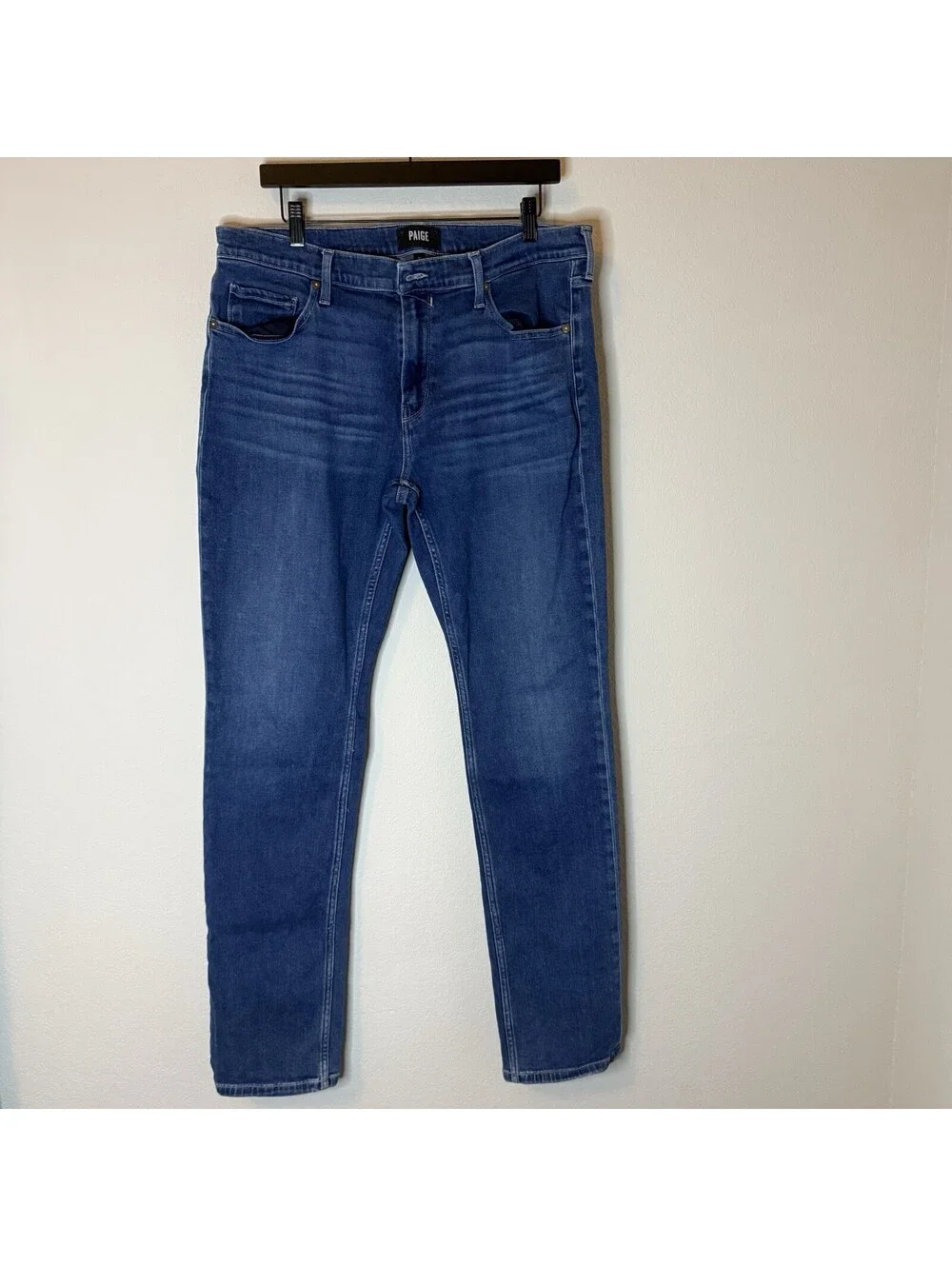 Paige Federal Jeans Men’s 36x31 Blue Stretch Denim Missing Waist Button